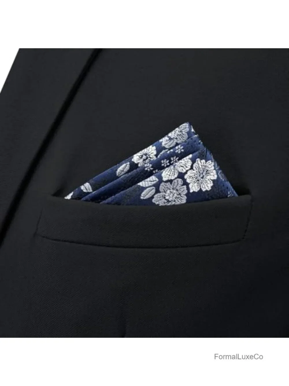 Men's Jacquard Woven Microfiber Pocket Square Floral Pattern for Wedding